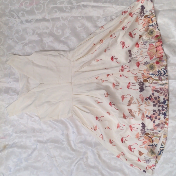 Thread Theory watercolor flamingo floral fit and flare dress - Picture 6 of 7